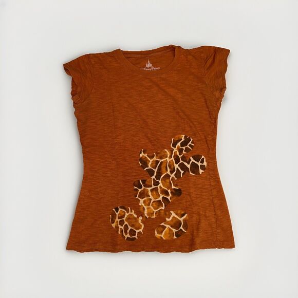 Disney Parks Giraffe Print Mickey Short Sleeve T-Shirt Small Animal Kingdom - Picture 1 of 6